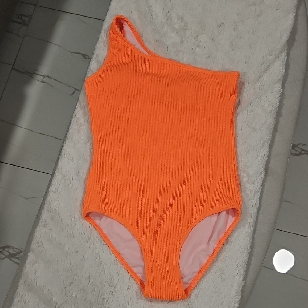 Vibrant Orange One-Shoulder Swimsuit Size 14